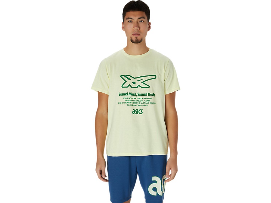 Asics Huddle Yellow STRIPE GRAPHIC SHORT SLEEVED TEE