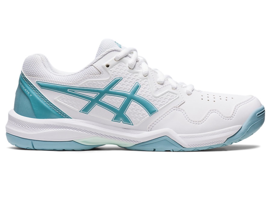 Asics White-Smoke Blue GEL-DEDICATE 7 (HARDCOURT)