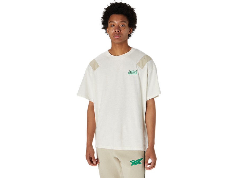 ONE POINT EMBROIDERY SHORT SLEEVED TEE Cream Asics