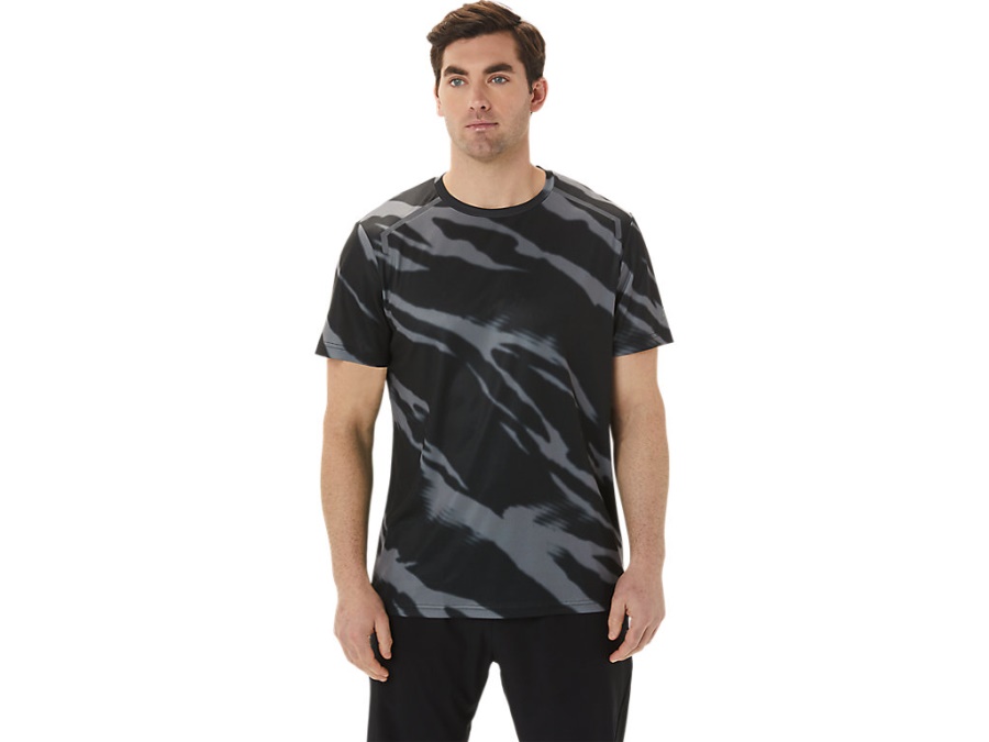 SEASONAL ALL OVER PRINT SHORT SLEEVED TOP Performance Black-Graphite Grey Asics